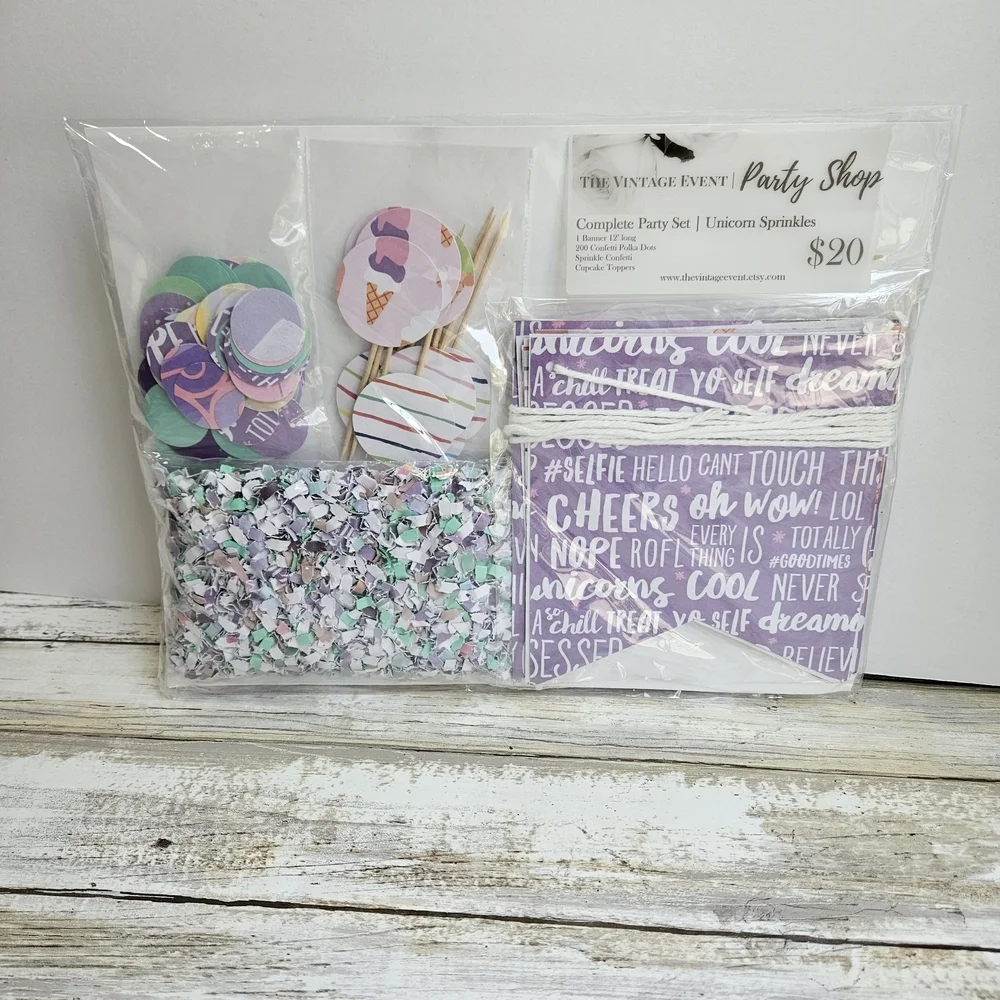 Unicorn Purple and Silver Fantasy Party Decorations Set